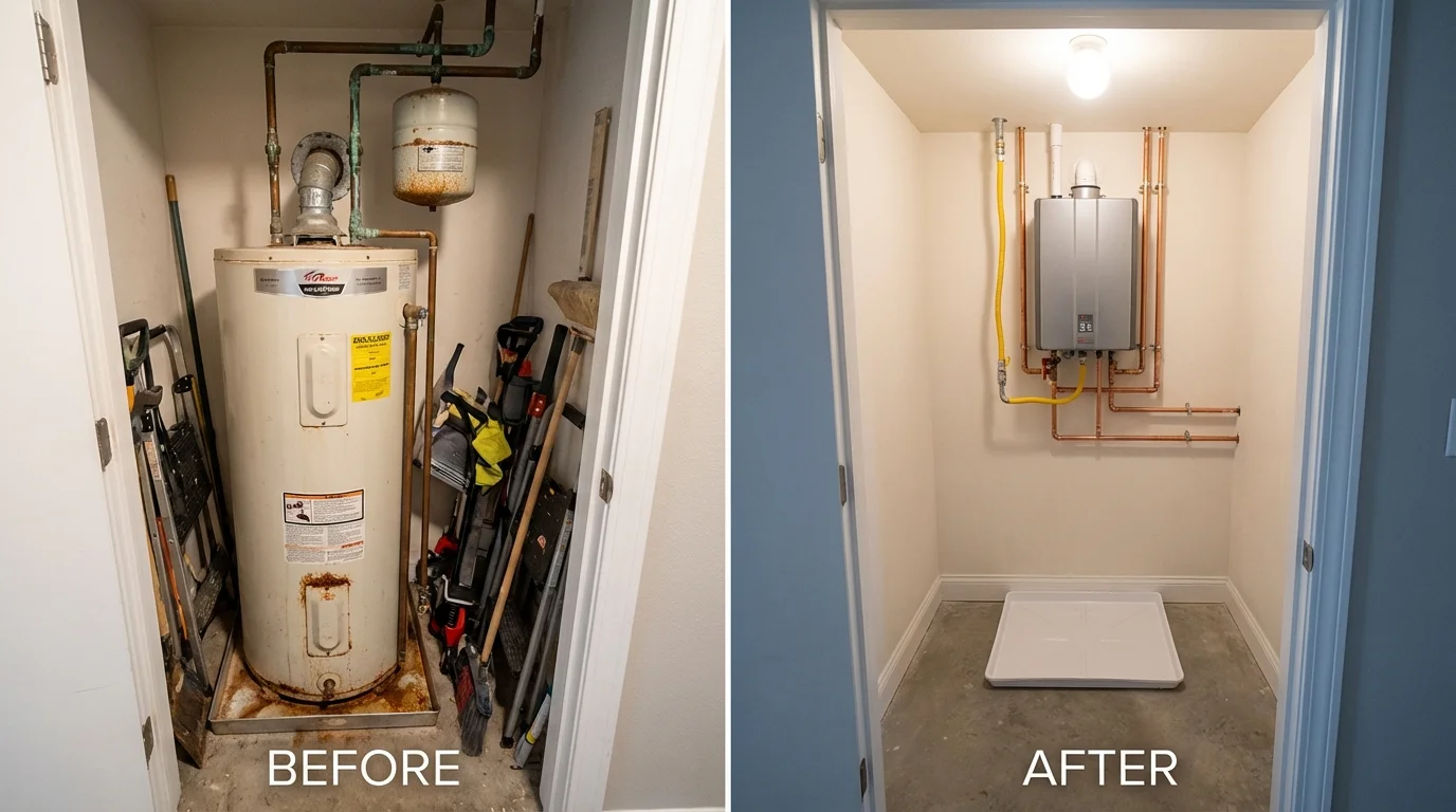 Tank water heater versus wall-mounted tankless unit comparison for Beverly Hills, CA homeowners